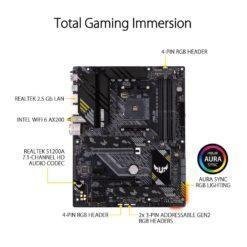 Alternative view of ASUS TUF GAMING B550-PLUS (WI-FI) AMD B550 (Ryzen AM4) ATX Gaming Motherboard with PCIe 4.0, dual M.2, 10 DrMOS power stages, Intel Wi-Fi 6, 2.5 Gb Ethernet