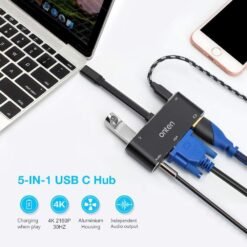 Onten 9573S 5 in 1 USB Type-C Hub with 4K HDMI, VGA, Audio, USB 3.0 and USB-C PD Delivery forMacBook, Notebooks and Mobile Phones 6 Onten 9573S 5 in 1 USB Type-C Hub with 4K HDMI, VGA, Audio, USB 3.0 and USB-C PD Delivery forMacBook, Notebooks and Mobile Phones - Image 3