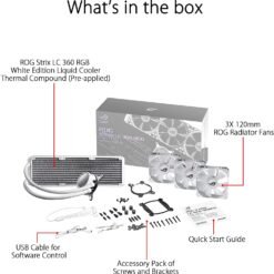 ASUS ROG Strix LC 360 RGB White Edition All-in-one Liquid CPU Cooler with Aura Sync RGB, and Triple ROG 120mm Addressable RGB Radiator 15 ASUS ROG Strix LC 360 RGB White Edition All-in-one Liquid CPU Cooler with Aura Sync RGB, and Triple ROG 120mm Addressable RGB Radiator - Image 8