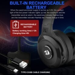 Alternative view of REDRAGON H818 PELOPS 2.4G Wireless Gaming Headphones 7. 1 Surround Sound