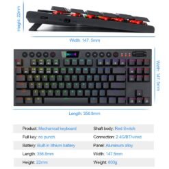 Redragon K621 Horus Pro TKL RGB Bluetooth 5.0 Wireless Mechanical Gaming Keyboard USB 2.4G 3 Mode Slim 97 Keys 11 Redragon K621 Horus Pro TKL RGB Bluetooth 5.0 Wireless Mechanical Gaming Keyboard USB 2.4G 3 Mode Slim 97 Keys - Image 6