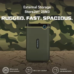 Transcend StoreJet 25M3G 1TB External Hard drive Military Grade Shock Proof USB 3.1 2 Years Warranty 5 Transcend StoreJet 25M3G 1TB External Hard drive Military Grade Shock Proof USB 3.1 2 Years Warranty - Image 2