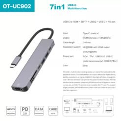 Onten UC902 Type C To HDMI + USB + SD Micro SD+ PD HUB 7 in 1 10 Onten UC902 Type C To HDMI + USB + SD Micro SD+ PD HUB 7 in 1 - Image 5