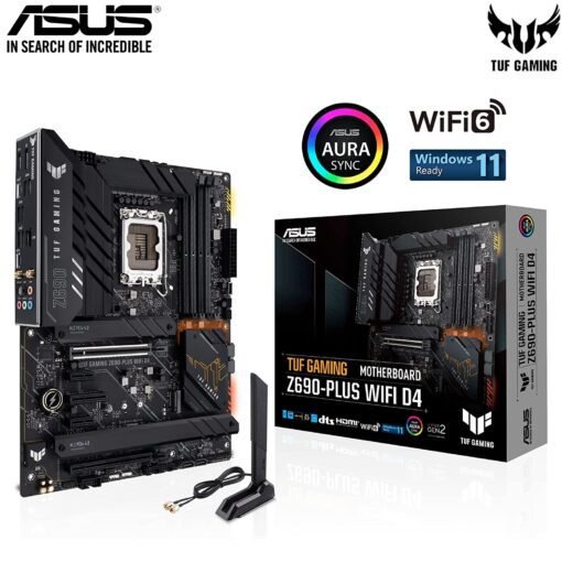 ASUS TUF GAMING Z690-PLUS WIFI D4 Intel® Z690 (LGA 1700) ATX Gaming Motherboard, 15 DrMOS power stages, PCIe® 5.0, DDR4 memory, four M.2 slots