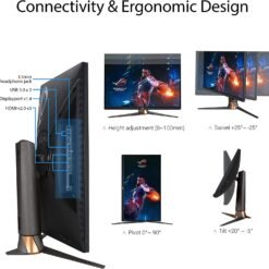 Alternative view of ASUS ROG SWIFT PG279QM 27inch 240Hz Gaming Monitor QHD (2560 x 1440), NVIDIA® G-SYNC® NVIDIA Reflex Latency Analyzer Fast IPS, 1 ms (GTG), DisplayHDR™ 400