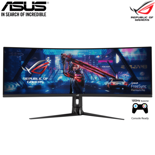 ASUS ROG Strix XG49VQ 49 inch 144Hz Super Ultra-Wide HDR Curved Gaming Monitor 4ms 32:9 (3840 x 1080) FreeSync™ 2 HDR, DisplayHDR™ 400, DCI-P3: 90%, Shadow Boost