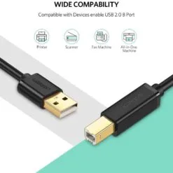 Alternative view of UGREEN 2M USB 2.0 Printer Cable Type A Male to B Male