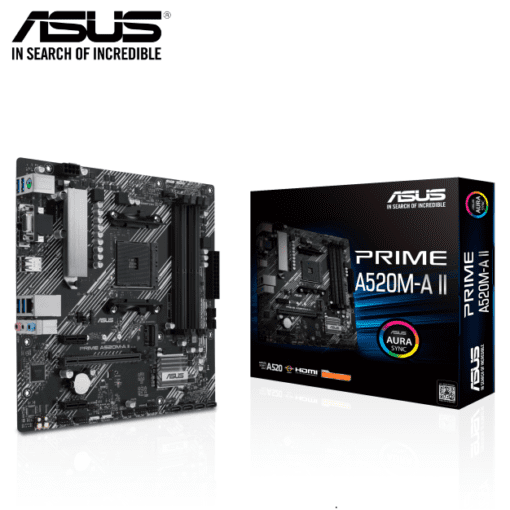 ASUS PRIME A520M-A II AMD A520 (Ryzen AM4) micro ATX Motherboard with M.2, DP, HDMI, D-Sub, SATA 6 Gbps, USB 3.2 Gen 1