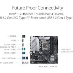 ASUS PRIME Z690M-PLUS D4 Intel® Z690 (LGA 1700) mATX Motherboard with PCIe® 5.0, three M.2 slots, 10+1 DrMOS, DDR4, HDMI®, DisplayPort™, Intel® 1 Gb Ethernet 9 ASUS PRIME Z690M-PLUS D4 Intel® Z690 (LGA 1700) mATX Motherboard with PCIe® 5.0, three M.2 slots, 10+1 DrMOS, DDR4, HDMI®, DisplayPort™, Intel® 1 Gb Ethernet - Image 4