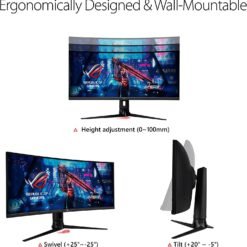 ASUS ROG Strix XG349C 34 inch 180Hz Curved Gaming Monitor UWQHD (3440 x 1440) 1ms (GTG), Extreme Low Motion Blur Sync 11 ASUS ROG Strix XG349C 34 inch 180Hz Curved Gaming Monitor UWQHD (3440 x 1440) 1ms (GTG), Extreme Low Motion Blur Sync - Image 5