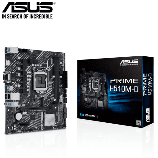 ASUS PRIME H510M-D Intel® H510 (LGA 1200) micro ATX motherboard with PCIe 4.0, 32Gbps M.2 slot, Intel® 1 Gb Ethernet, HDMI, D-Sub, USB 3.2 Gen