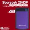 Transcend 4TB StoreJet 25H3P USB 3.1 External Hard Drive Shock Proof Military Drop Tested