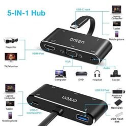 Alternative view of Onten 9573S 5 in 1 USB Type-C Hub with 4K HDMI, VGA, Audio, USB 3.0 and USB-C PD Delivery forMacBook, Notebooks and Mobile Phones