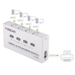 Alternative view of FJGEAR 4 Ports Printer Auto Sharing Switch USB 2.0 - Silver