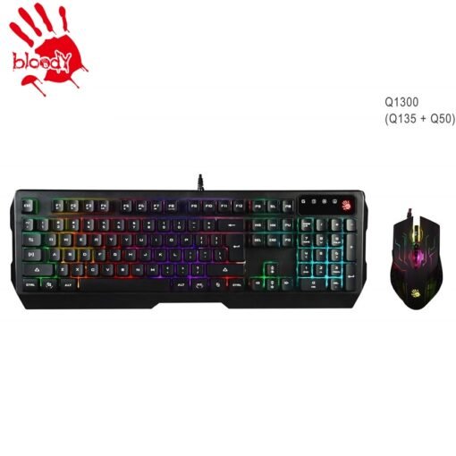 a4tech Bloody Q1300 illuminate Gaming Keyboard and Mouse Combo with Neon RGB Lights