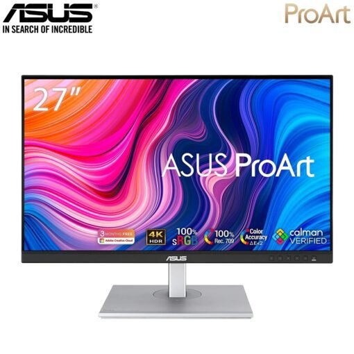 ASUS ProArt Display PA279CV 27inch 4K UHD Professional Monitor IPS, (3840 x 2160), 100% sRGB, 100% Rec. 709, Color Accuracy ΔE < 2, Calman Verified, USB-C