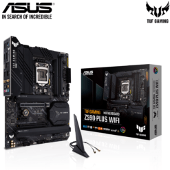 Alternative view of ASUS TUF GAMING Z590-PLUS WIFI Intel® Z590 (LGA 1200) ATX gaming motherboard with 16 DrMOS power stages, PCIeÂ® 4.0, three M.2 slots, IntelÂ® WiFi 6
