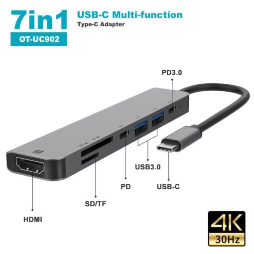 Onten UC902 Type C To HDMI + USB + SD Micro SD+ PD HUB 7 in 1