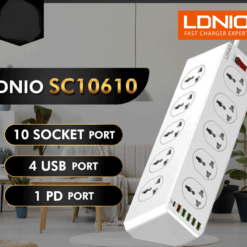 Alternative view of Ldnio SC10610 QC 3.0 PD Fast Charging Socket 2500W with 10 Sockets + 4 Usb Ports + 1 Type-C Pd Port + 1 Qc3.0 Port Desktop Extension Home Charger with 2M Cord