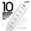 Ldnio SC10610 QC 3.0 PD Fast Charging Socket 2500W with 10 Sockets + 4 Usb Ports + 1 Type-C Pd Port + 1 Qc3.0 Port Desktop Extension Home Charger with 2M Cord 16 Ldnio SC10610