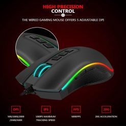 Redragon K582-BA Wired Mechanical Gaming Keyboard & M711 Cobra Gaming Mouse Combo, 10,000DPI, 7 Programmable Buttons, RGB LED Backlit Keyboard Mouse Set for Gaming 12 Redragon K582-BA Wired Mechanical Gaming Keyboard & M711 Cobra Gaming Mouse Combo, 10,000DPI, 7 Programmable Buttons, RGB LED Backlit Keyboard Mouse Set for Gaming - Image 6
