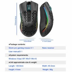 Redragon Storm Pro Wireless RGB Gaming Mouse 16000 Dpi Ergonomic Programmable for Gamer mice laptop computer Wired and Wirelesses 2in 1 Gaming Mouse M808-KS - Image 2