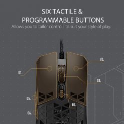 ASUS TUF Gaming M4 Air Lightweight Wired Gaming Mouse with 16,000 Dpi Sensor, Six Programmable Buttons, Ultralight Air Shell, IPX6 (P307) 7 ASUS TUF Gaming M4 Air Lightweight Wired Gaming Mouse with 16,000 Dpi Sensor, Six Programmable Buttons, Ultralight Air Shell, IPX6 (P307) - Image 3