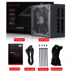 Alternative view of Redragon RGPS PSU 800W PC Power Supply 80PLUS Bronze Gaming Silent Fan 120mm 24pin ATX/EPS 12V PFC FULL MODULAR BTC computer Power Supply