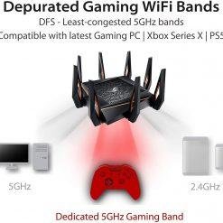 Alternative view of ASUS ROG Rapture GT-AX11000 AX11000 Tri-band WiFi 6 Gaming Router World's first 10 Gigabit WiFi router with a quad-core CPU, PS5 compatible, 2.5G port, DFS band, wtfast