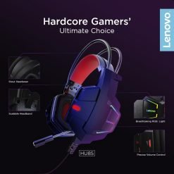 Lenovo Hu85 Gaming Headphone Wired USB Cool Noise Reduction Effect Lighting ABS Over-Ear Headphone HiFi Surround Cool Lighting 8 Lenovo Hu85 Gaming Headphone Wired USB Cool Noise Reduction Effect Lighting ABS Over-Ear Headphone HiFi Surround Cool Lighting - Image 4