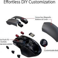 ASUS ROG Chakram X Wireless RGB Gaming Mouse with next-gen 36,000 dpi ROG AimPoint optical sensor, low-latency tri-mode connectivity RF 2.4 GHz / Bluetooth / wired 9 ASUS ROG Chakram X Wireless RGB Gaming Mouse with next-gen 36,000 dpi ROG AimPoint optical sensor, low-latency tri-mode connectivity RF 2.4 GHz / Bluetooth / wired - Image 5