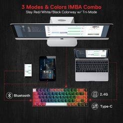 Alternative view of Redragon K631 Castor PRO 65% 3-Mode Wireless RGB Gaming Keyboard, 68 Keys Hot-Swappable Compact Mechanical Keyboard w/Hot-Swap Free-Mod Quiet Red Linear Switch