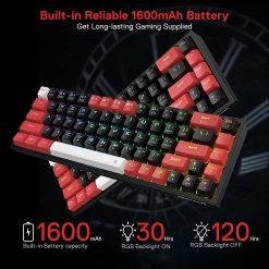 Redragon K631 Castor PRO 65% 3-Mode Wireless RGB Gaming Keyboard, 68 Keys Hot-Swappable Compact Mechanical Keyboard w/Hot-Swap Free-Mod Quiet Red Linear Switch - Image 3