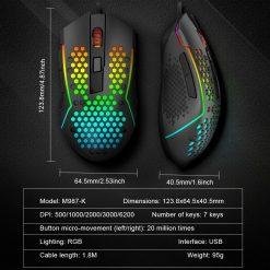 Redragon Reaping M987-K Ultralight Lightweight RGB Gaming Mouse programmable 12400DPI USB wired game mice Honeycomb 65g - Image 2