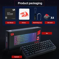 REDRAGON CASTOR K631 60% RGB Wired Mechanical Gaming Keyboard Red Switch 68 Keys detachable cable 9 REDRAGON CASTOR K631 60% RGB Wired Mechanical Gaming Keyboard Red Switch 68 Keys detachable cable - Image 5