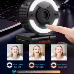 Alternative view of REDRAGON Oneshot GW910 USB HD 1080p Webcam with LED Flash Light and Dual Built-in Microphones autofocus 1920 X 1080P 30fps Web Camera