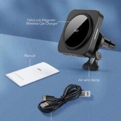 Alternative view of ESR HaloLock Magnetic Wireless Car Charger MagSafe compatible wireless charger with magnetic phone mounting for your car