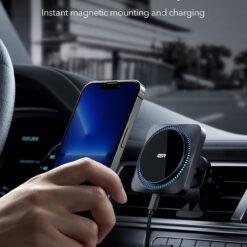 Alternative view of ESR HaloLock Wireless Car Charger with CryoBoost™ for iPhone 14/13/12 The fastest MagSafe charger for iPhone 14/13 while navigating