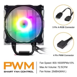 Darkflash Dark Air RGB CPU Cooler 4 Heatpipes ARGB Radiator Silent PWM 4PIN Intel LGA 1150 1151 1155 1200 1366 AMD AM4 8 Darkflash Dark Air RGB CPU Cooler 4 Heatpipes ARGB Radiator Silent PWM 4PIN Intel LGA 1150 1151 1155 1200 1366 AMD AM4 - Image 3