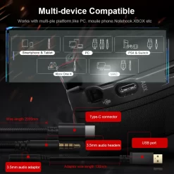 REDRAGON H386 Diomedes Wired Gaming Headphone with 7.1 USB Surround sound Adapter Computer USB/AUX 3.5mm headset Earphones With Microphone - Image 5