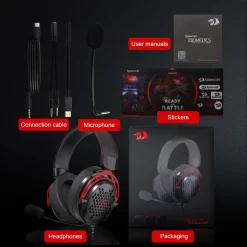 REDRAGON H386 Diomedes Wired Gaming Headphone with 7.1 USB Surround sound Adapter Computer USB/AUX 3.5mm headset Earphones With Microphone - Image 6