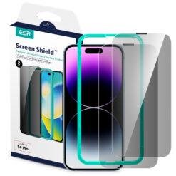 Alternative view of ESR iPhone 14 Pro Tempered-Glass Privacy Screen Protector Pack of 2 Tough tempered glass with an advanced privacy filter ensures protection for your screen and information