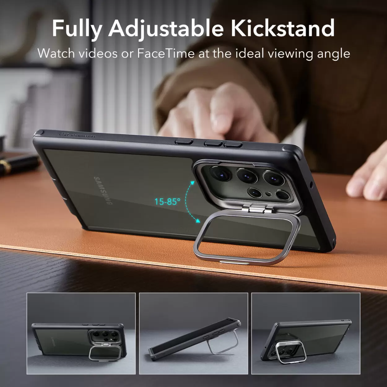 ESR Galaxy S23 Ultra Shock Armor Kickstand Case Ultra-tough 2-part case with innovative Camera-Guard kickstand 4 ESR Galaxy S23 Ultra Shock Armor Kickstand Case Ultra-tough 2-part case with innovative Camera-Guard kickstand - Image 4