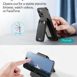 Alternative view of ESR HaloLock Vegan Leather Wallet Stand For iPhone Carbon Fiber HaloLock Woven Card Holder for