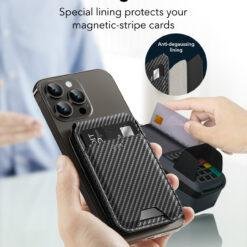 ESR HaloLock Vegan Leather Wallet Stand For iPhone Carbon Fiber HaloLock Woven Card Holder for 10 ESR HaloLock Vegan Leather Wallet Stand For iPhone Carbon Fiber HaloLock Woven Card Holder for - Image 5