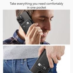 ESR HaloLock Vegan Leather Wallet Stand For iPhone Carbon Fiber HaloLock Woven Card Holder for 11 ESR HaloLock Vegan Leather Wallet Stand