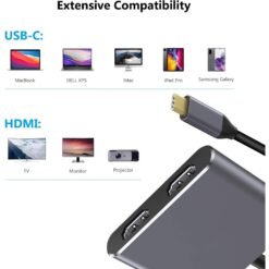 Onten 9175K 4 in 1 Type-C to Dual HDMI + USB 3.0 + PD3.0 Type-C Charging Port 4K HD 6 Onten 9175K 4 in 1 Type-C to Dual HDMI + USB 3.0 + PD3.0 Type-C Charging Port 4K HD - Image 3
