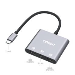 Onten USB Type-C to HDMI 2 Ports and PD 3.0 4K Adapter 3 in 1 OTN-9175S 8 Onten USB Type-C to HDMI 2 Ports and PD 3.0 4K Adapter 3 in 1 OTN-9175S - Image 3