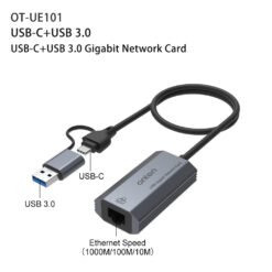 Onten UE101 2 in 1 USB 3.2 gen 2 + Type-c to RJ45 Converter support speed 1000Mbps - Image 3