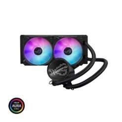 Alternative view of ASUS ROG Ryuo III 240 ARGB all-in-one liquid CPU Cooler with Asetek 8th gen pump solution, Anime Matrix™ LED Display and ROG ARGB cooling fans